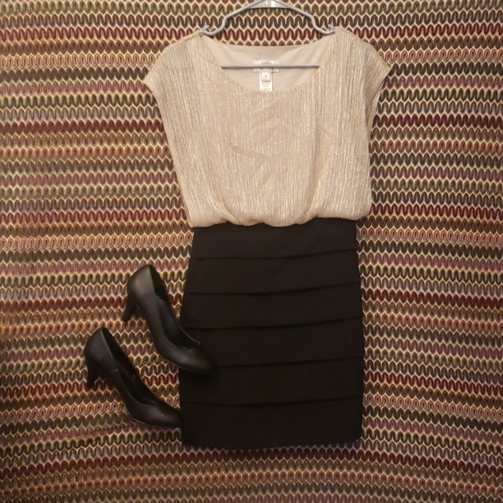 Sweet Storm gold and black mini dress